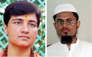 (L) Sadhvi Pragya (R) Maulana Tariq Qasmi